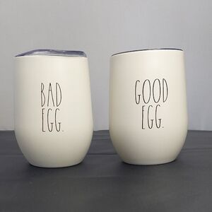 Rae Dunn White 'Bad Egg' and 'Good Egg' Cups
